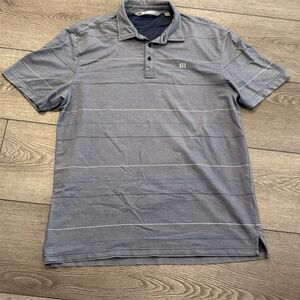 Travis Mathew Polo Shirt Mens Large Grey Blue Golf Performance Athletic Outdoor